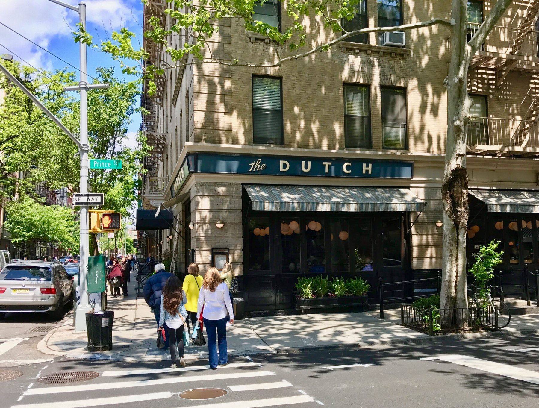 A New York restaurant corner on Prince Street, SoHo